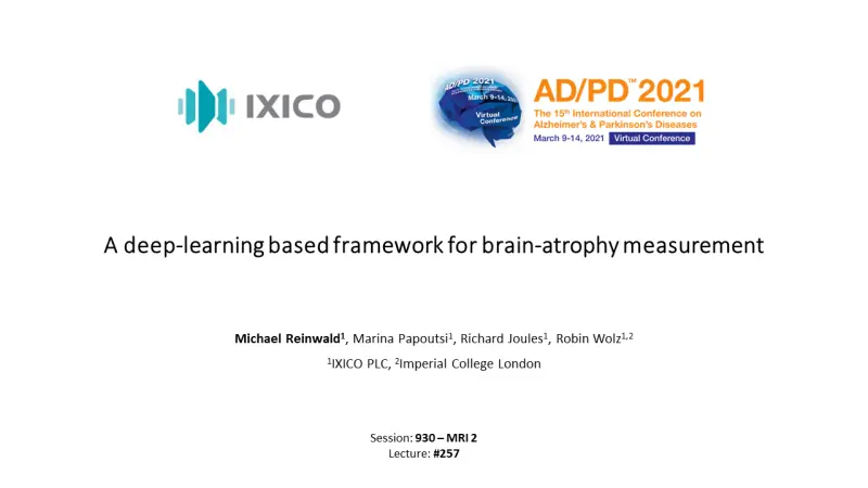 A deep-learning based framework for brain-atrophy measurement - AD/PD 2021